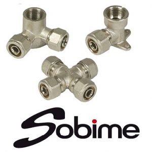 Фитинги латунные SOBIME компрессионные никелированные для металлопластиковых труб